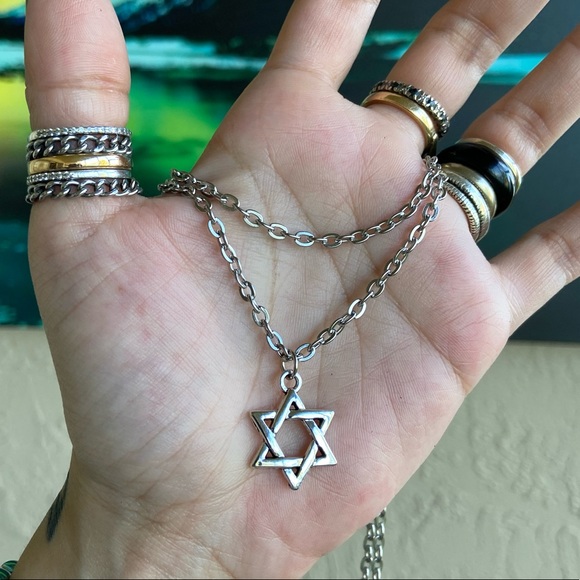 Star of David set wrap around necklace + earrings - Picture 7 of 8